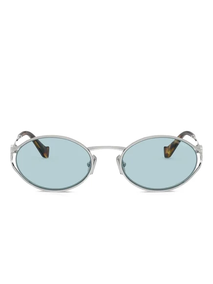 Унисекс солнцезащитные очки Miu Miu 52Ys, овальные, серебристые