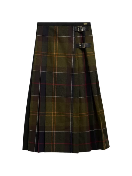 Женская юбка миди Barbour International в клетку, зеленая