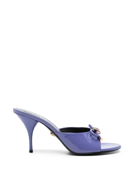 Женские мюли Versace Opera Bow на каблуке 85 мм, фиолетовые