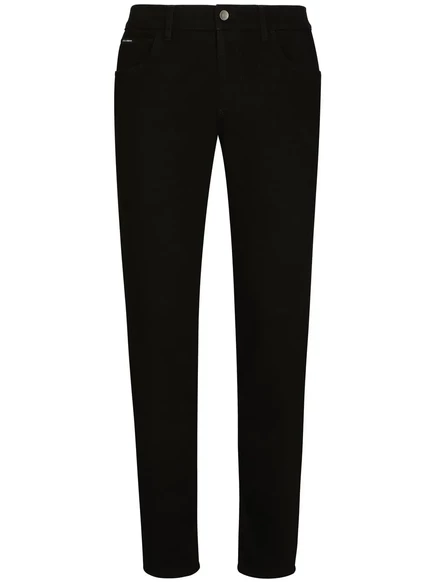 Мужские джинсы Dolce & Gabbana slim с аппликацией, черные