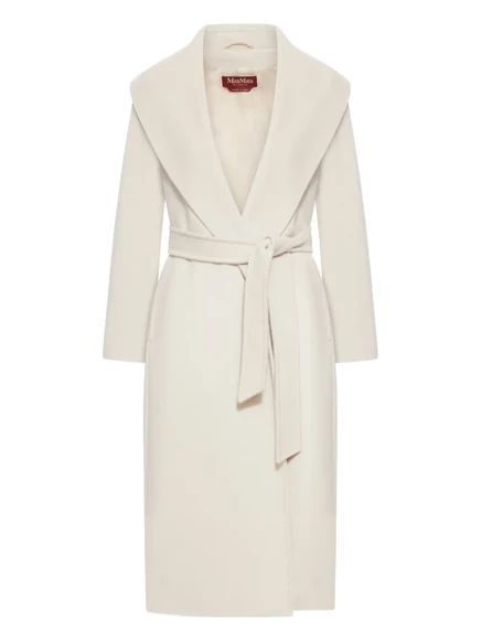 Женское шерстяное пальто Max Mara с поясом, бежевое