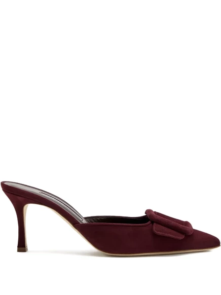 Женские замшевые мюли Manolo Blahnik Waysale 70 мм с пряжкой, красные