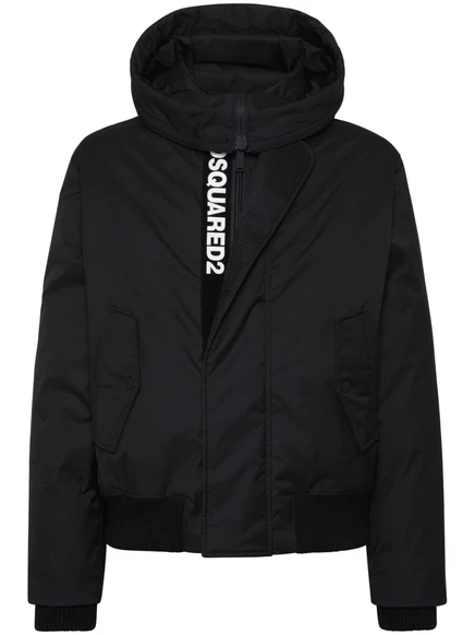 Мужской пуховик DSquared2 с капюшоном и скрытым логотипом, черный