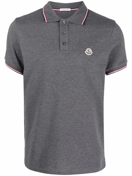 Мужская футболка-поло Moncler из пике с логотипом, серая