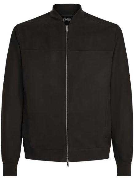 Мужская кожаная бомбер-куртка Zegna Secondskin, черная
