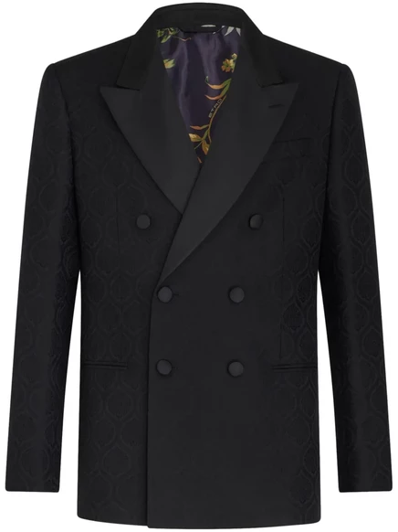 Жаккардовый двубортный блейзер ETRO black