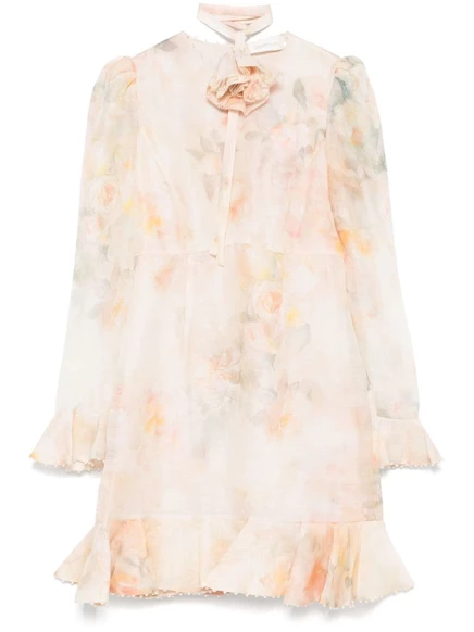 Женское мини-платье Zimmermann Crush Flower, бежевое