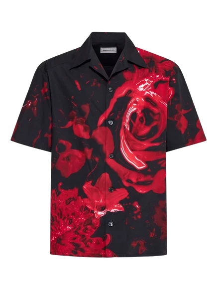 Рубашка из органического хлопка с голландским цветком от Alexander McQueen black