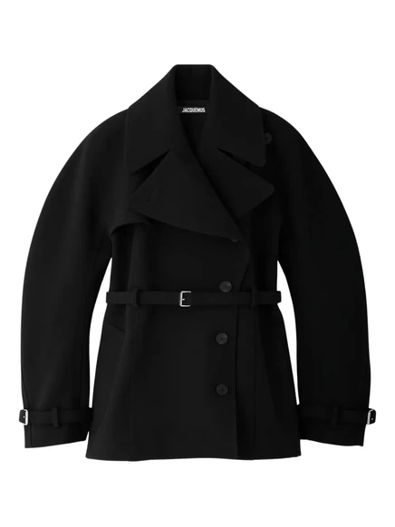 Пальто с воздушным рукавом и поясом от Жакмюса black