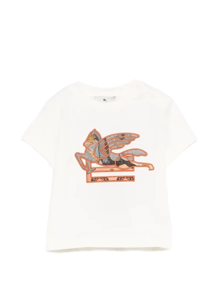 Детская футболка Etro Kids с аппликацией, светло-бежевый