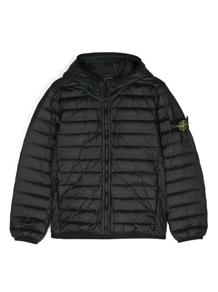 Пуховик с капюшоном Stone Island Junior Compass black