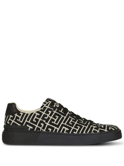 Мужские кроссовки Balmain B-Court монограммные, черные