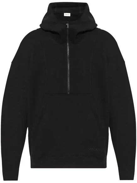 Мужское худи Saint Laurent с молнией до груди и логотипом, черное