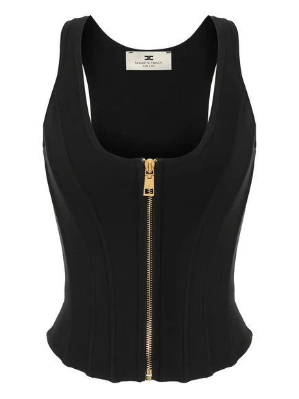 Женский вязаный топ Elisabetta Franchi на молнии, черный