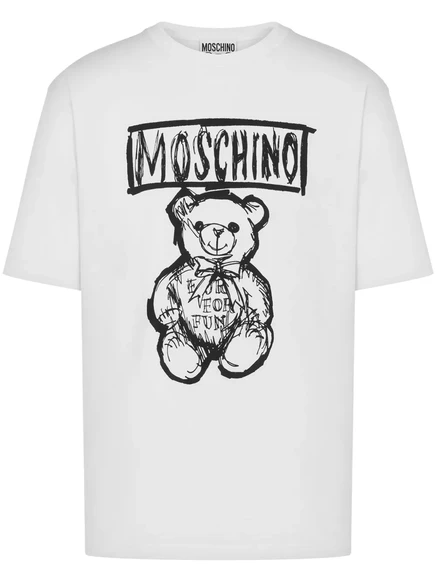 Мужская футболка Moschino с принтом Teddy Bear, белая