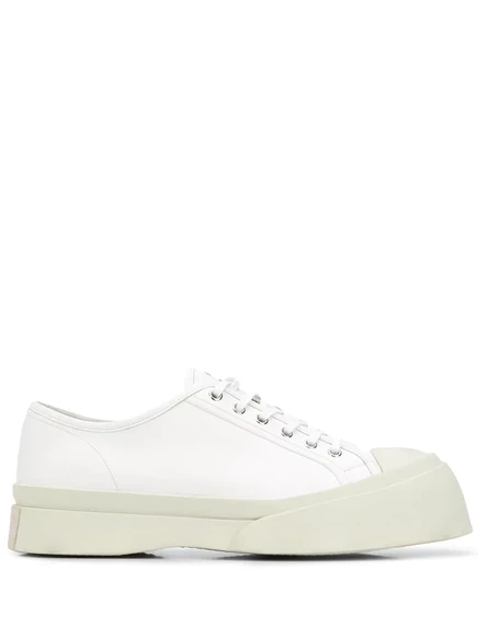 Кожаные кроссовки Marni Pablo на плоской подошве white