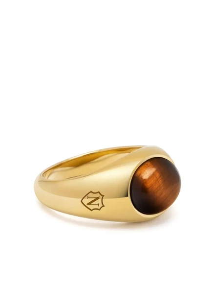 Мужское кольцо-печатка Nialaya Jewelry с тигровым глазом, золотистое