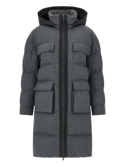 Стеганое пальто из шерстяного пуха Brunello Cucinelli grey