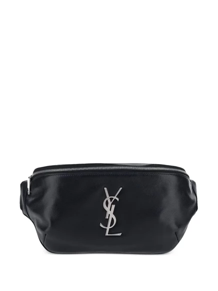 Мужская поясная сумка Saint Laurent кожаная, черная
