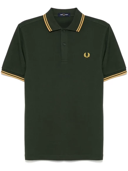 Мужское поло Fred Perry с контрастной окантовкой, зеленое