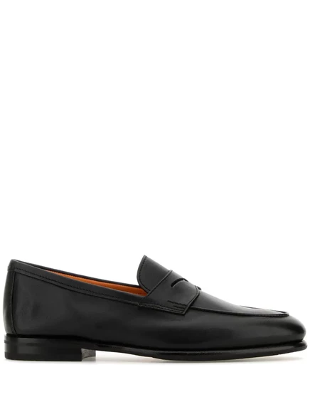 Мужские лоферы Santoni Carlos кожаные, черные