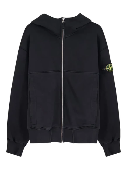 Толстовка с капюшоном на молнии с нашивкой с логотипом Stone Island black