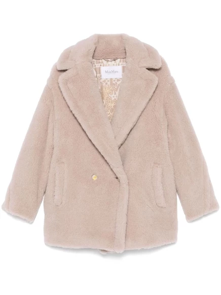 Женское пальто Max Mara Teddy Cuba двубортное, светло-бежевое