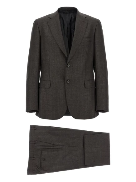 Однобортный костюм с открытой спиной от Brioni brown