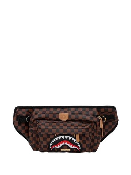 Поясная сумка Sprayground клетчатая, коричневая