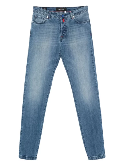 Мужские джинсы Kiton хлопковые зауженные, голубые