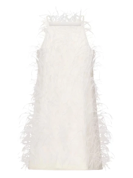 РОЗОВОЕ платье, украшенное перьями white