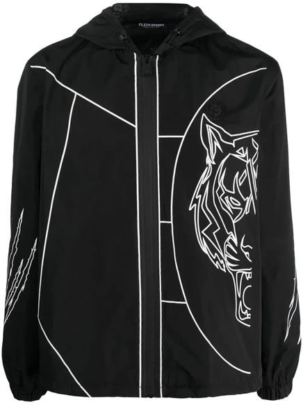 Мужская ветровка Plein Sport Tiger Court Edition, черно-белая