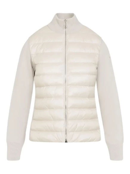 Женская пуховая куртка Moncler с вязаной отделкой, белая
