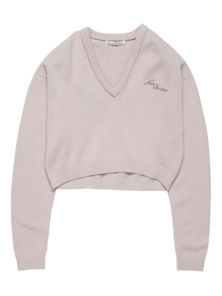 Свитер с вышивкой Acne Studios с v-образным вырезом  neutrals