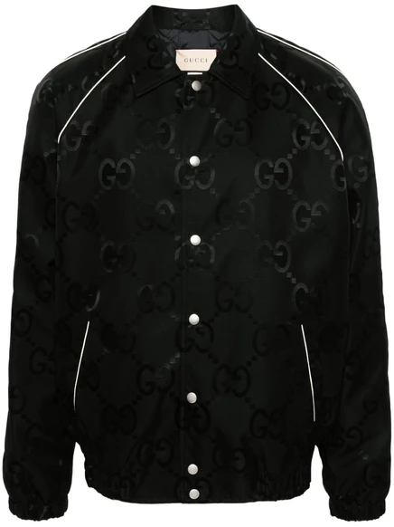 Мужская бомбер-куртка Gucci Jumbo GG из канваса, черная
