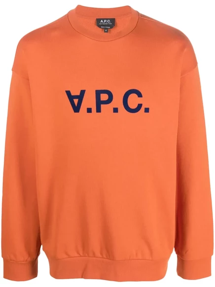 Хлопковая толстовка с флокированным логотипом A.P.C. Eliot orange