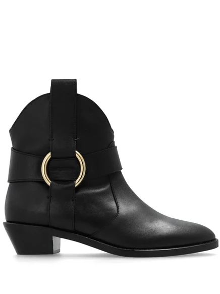 Кожаные ботильоны See by Chloé длиной 45 мм black