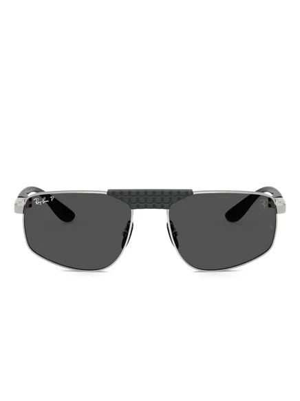 Солнцезащитные очки Ray Ban геометрические текстурные, серебристые