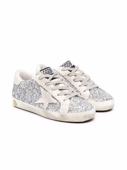 Кроссовки для девочек Golden Goose Kids с блестками, серебристые