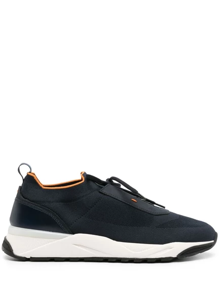 Мужские кроссовки Santoni из кожи и трикотажа, синие