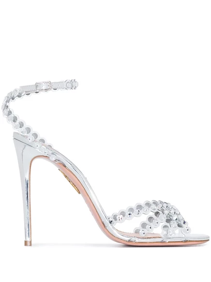 Босоножки Aquazzura 105 мм, серебристые