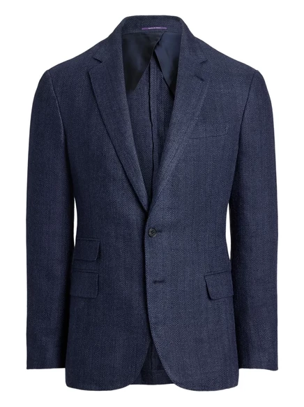 Мужской пиджак Ralph Lauren Purple Label в елочку, синий