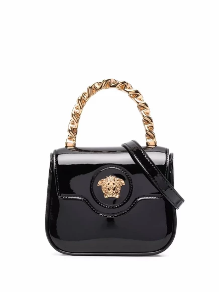Лакированная мини-сумка Versace La Medusa black