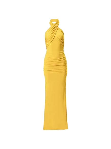 Женское платье Carolina Herrera с крест-хальтером, желтое