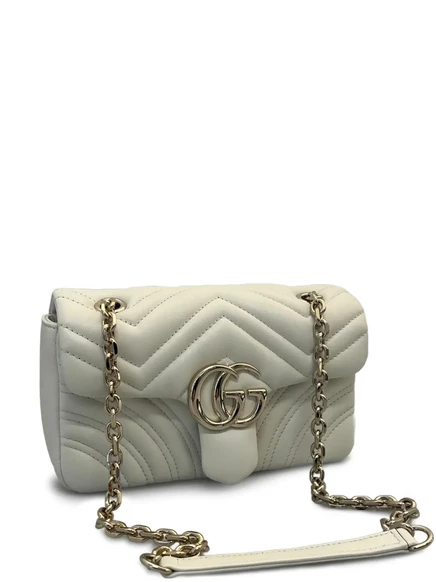 Женская сумка-плечо Gucci GG Marmont маленькая, белая