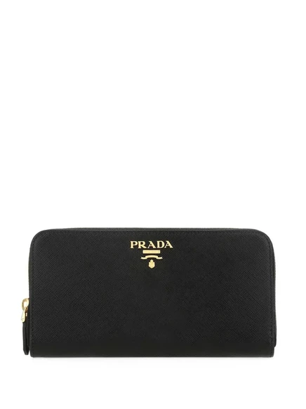 Женский кожаный кошелек Prada большой, черный