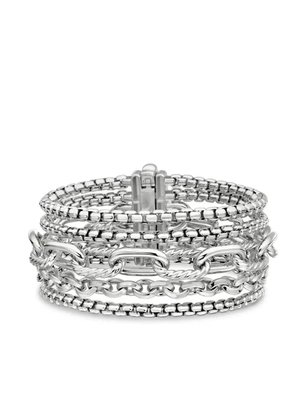Женский браслет David Yurman Multi Row Chain, 29 мм, серебристый