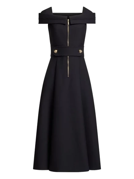 Платье миди Elie Saab с застежкой-молнией black