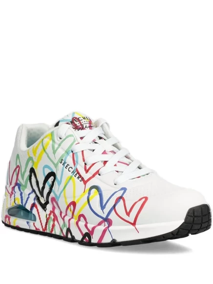 Женские кеды Skechers Uno Lite с принтом сердца, белые
