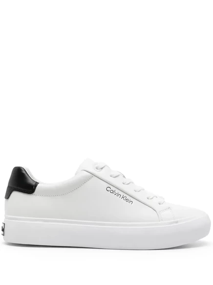 Кожаные кроссовки с логотипом Calvin Klein, украшенные стразами white